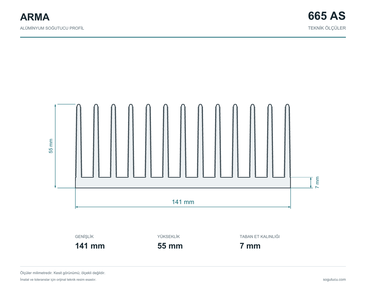 141mm Genişlik Alüminyum Soğutucu 665 AS